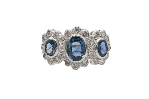 Bague Bague élégante en or blanc et jaune 18k avec saphirs et diamants 58 Facettes 11722