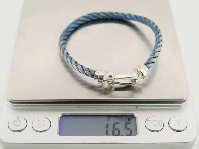 Bracelet bracelet FRED force 10 gm 0b0005 manille en or blanc 18k 2 cordons 58 Facettes 271113