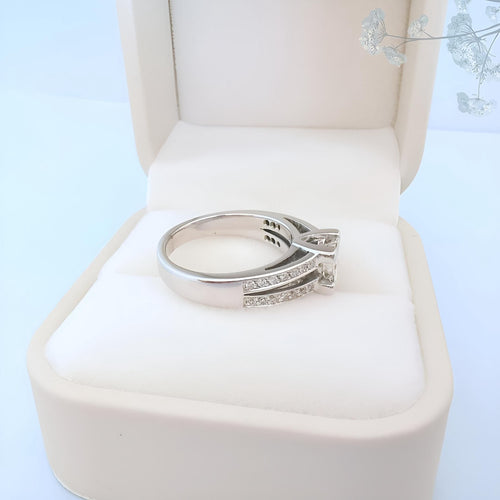 Bague 53.5 Bague de fiançailles Diamants 1,16 carat Or gris 58 Facettes AA 1744