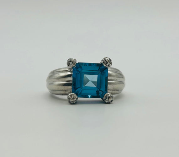 Bague Bague en platine et topaze 58 Facettes 50112