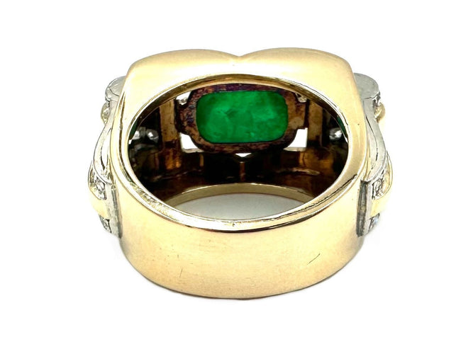 Bague 52 Bague vintage vers 1950 or jaune, émeraude et diamants 58 Facettes