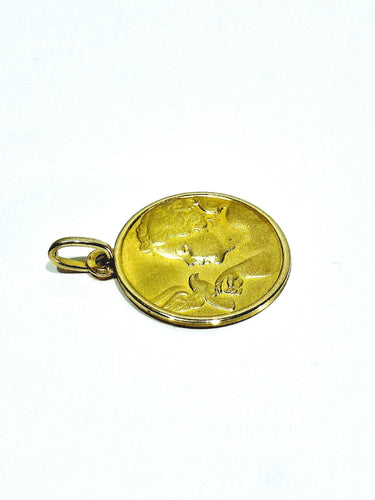 Pendentif Médaille or jaune Ange et Colombe 58 Facettes