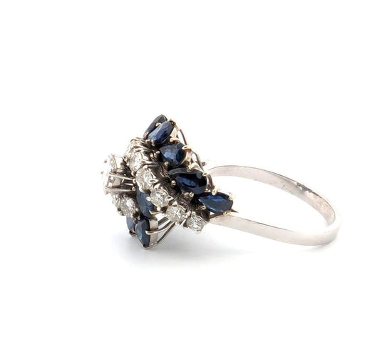 Bague 55 Bague en or blanc avec saphirs et diamants 58 Facettes