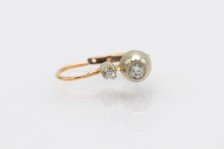 Boucles d'oreilles Boucles d'oreilles en or jaune avec diamants milieu du 20e siècle 58 Facettes 10190-4