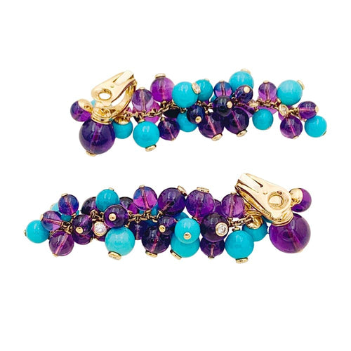Boucles d'oreilles Boucles d'oreilles Cartier, "Délices de Goa", or rose, améthystes, turquoises et diamants. 58 Facettes 35057
