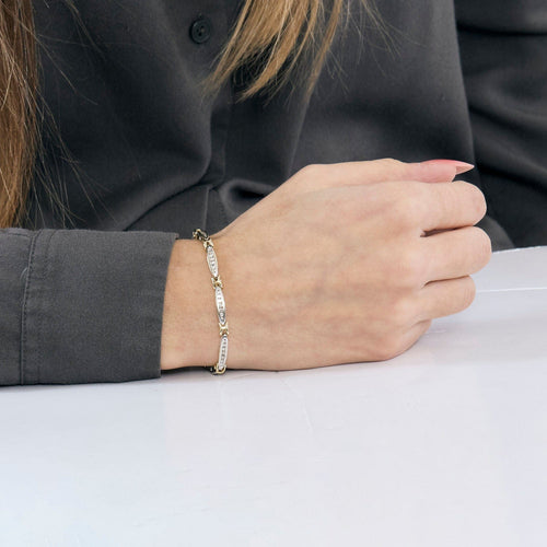 Bracelet Bracelet or blanc et jaune, diamants 58 Facettes GU199