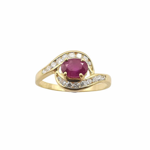 Bague or jaune, rubis & diamants