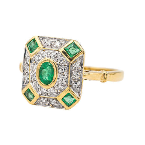 Bague 50 Bague Or jaune, Or blanc Emeraude, Diamant 58 Facettes 4002438CN