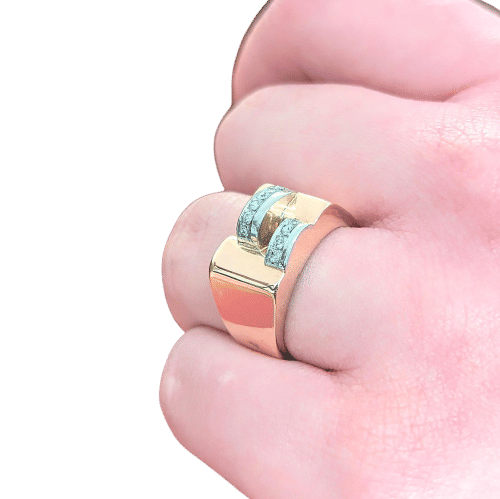 Bague Bague Tank or rose et diamants 58 Facettes 25376