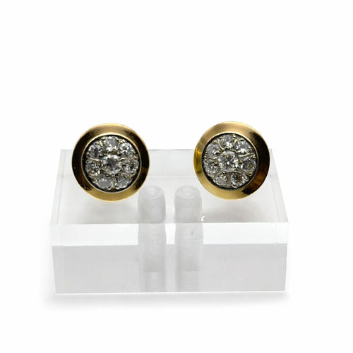 Boucles d'oreilles Boucles d'oreilles en or jaune et diamants, motif rosette – Fermoir papillon 58 Facettes 50410