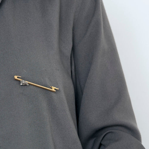 Broche Broche or jaune, argent, diamants et rubis de synthèse 58 Facettes FOU1238