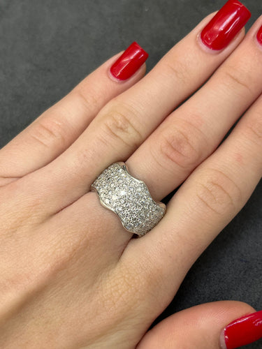 Bague 55 Alliance or blanc et diamant 1,50 ct 58 Facettes