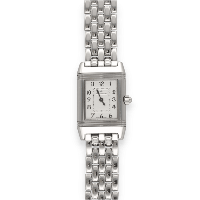 Montre Montre Jaeger LeCoultre "Reverso" Lady Acier Duetto diamants de 2008. Ref : 266.8.44. Boite et Papiers d'origine. 58 Facettes