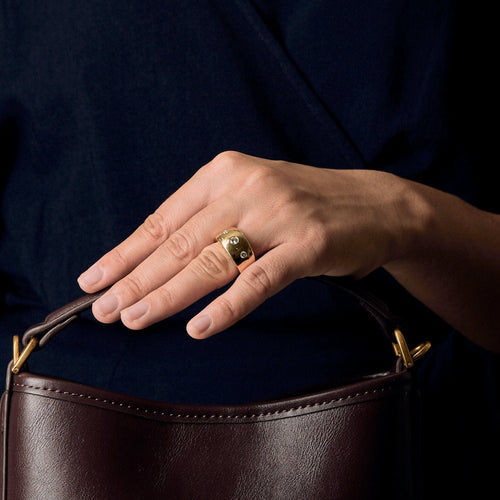 Bague 51,5 Bague jonc en or jaune et diamants 58 Facettes CRE0314