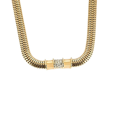 Collier Collier à maille tubogaz en or jaune et diamants 58 Facettes NAR0567