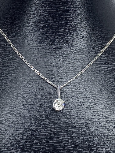 Collier Chaîne et pendentif en or blanc, diamant 0,40 carat 58 Facettes AB633