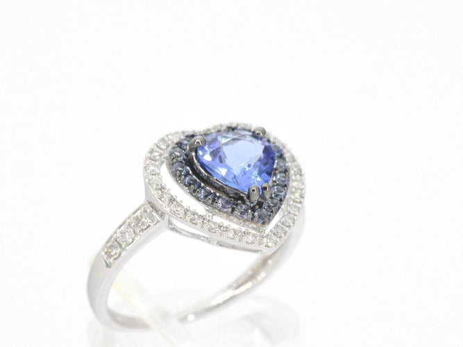 Bague 54 Bague en or blanc avec diamants et tanzanite 58 Facettes 2326