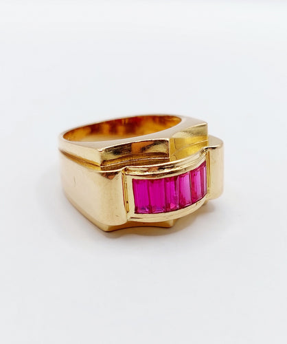Bague 55 Bague tank art déco or rubis synthétiques 58 Facettes A03728