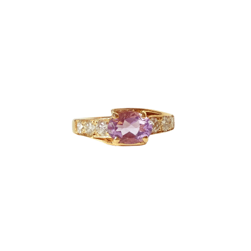 Bague 53 Bague or jaune Améthyste et diamants 58 Facettes