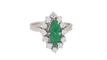 Bague 53 Bague marquise en or blanc, émeraude et diamants 58 Facettes 33052