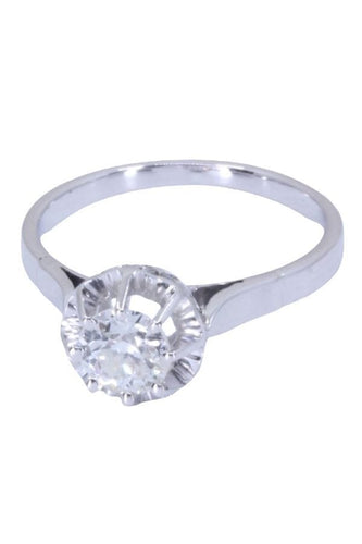 Bague 52 Solitaire or blanc diamant 0.55 carat 58 Facettes 058511