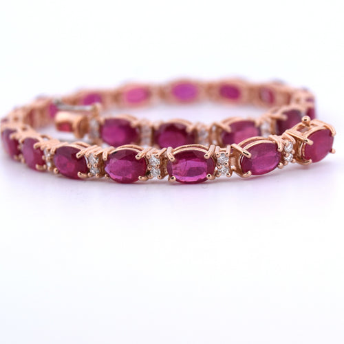 Bracelet BRACELET TENNIS EN OR JAUNE AVEC RUBIS ET DIAMANTS 58 Facettes