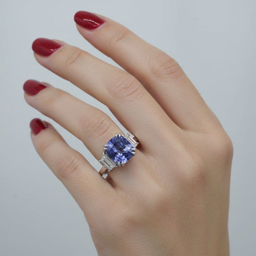 Bague 53 Bague or Blanc - Saphir Ceylan 5,60 carats 58 Facettes 1.0001180/2