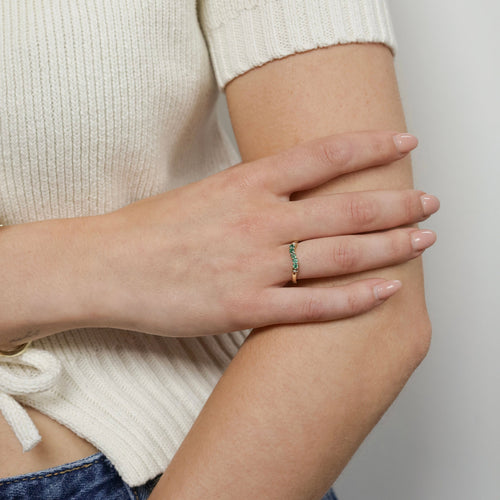 Bague Bague vintage en or jaune avec émeraudes 58 Facettes 2505008