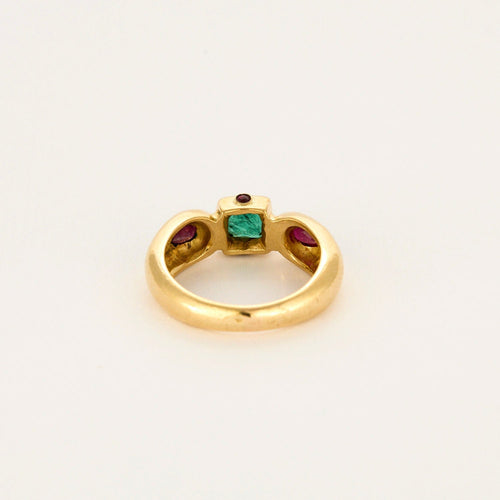 Bague 56 Bague en or jaune, émeraude et rubis 58 Facettes LP1189