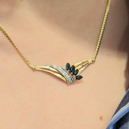 Collier Collier en or jaune diamants et saphirs 58 Facettes 29755