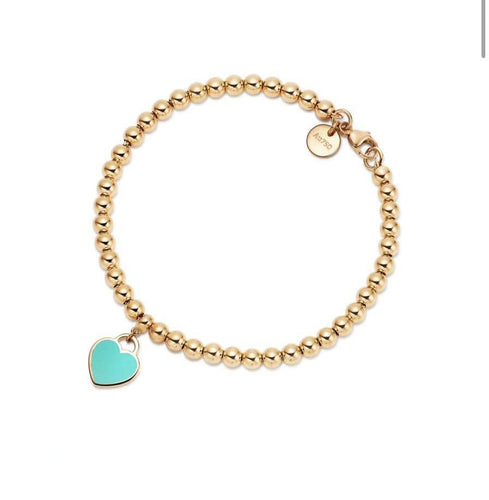 Bracelet Tiffany&Co - Bracelet de perles Heart Tag en or jaune 58 Facettes