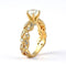 Bague 47 Solitaire en or jaune et diamants, feuilles de 58 Facettes