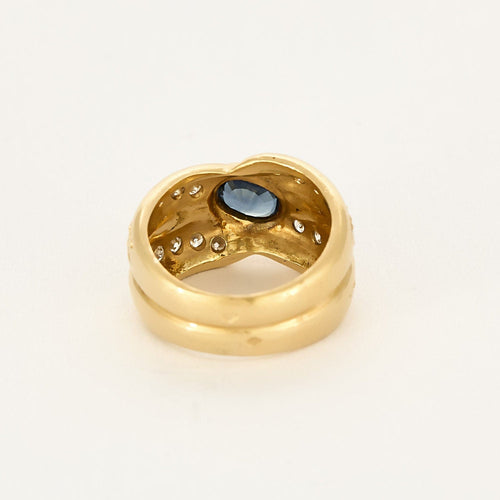Bague en or jaune , saphir et diamants