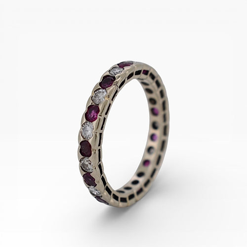 Bague 52 Alliance Éternité Vintage - Or 18 carats, Rubis et Diamants 58 Facettes 559