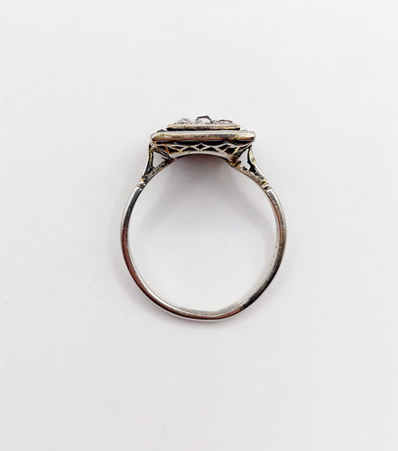 Bague marquise art deco or blanc 18k diamants et saphirs calibrés (circa 1920)