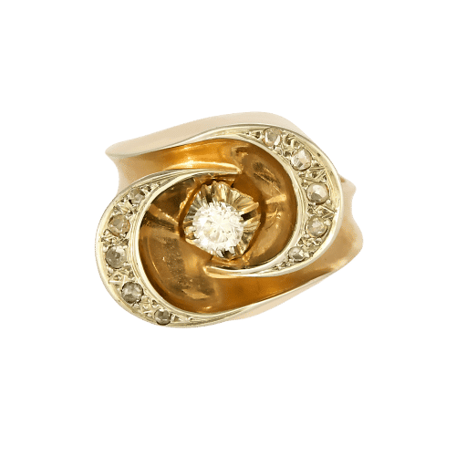 Bague type Tank en or et diamants