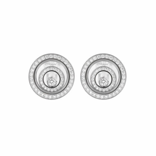 Boucles d'oreilles CHOPARD - Boucles d'oreilles Happy Diamonds or blanc diamants 58 Facettes