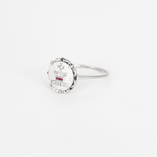 Bague 54 AUGIS - Bague vintage or blanc rubis diamant 58 Facettes