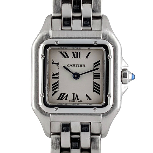 Montre Cartier Panthère RARE Dial Figaro Strap Small model SM ref 1320 Stainless Steel 58 Facettes