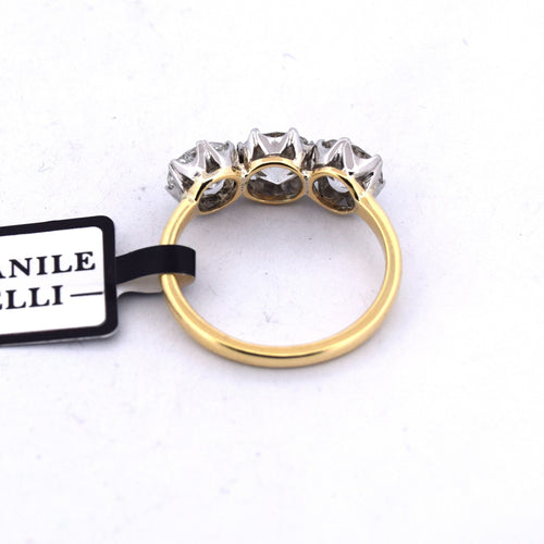 Bague 56 Bague ancienne en platine et or jaune 18 carats sertie de diamants anciens 58 Facettes