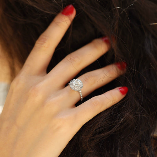 Bague 50 Solitaire Or Gris et Diamant 58 Facettes