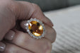 Bague 55 bague ancienne en or jaune avec citrine et diamant 58 Facettes