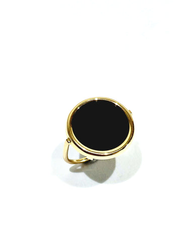 Bague 59 Ginette NY - Bague en or rose 18 carats et onyx 58 Facettes