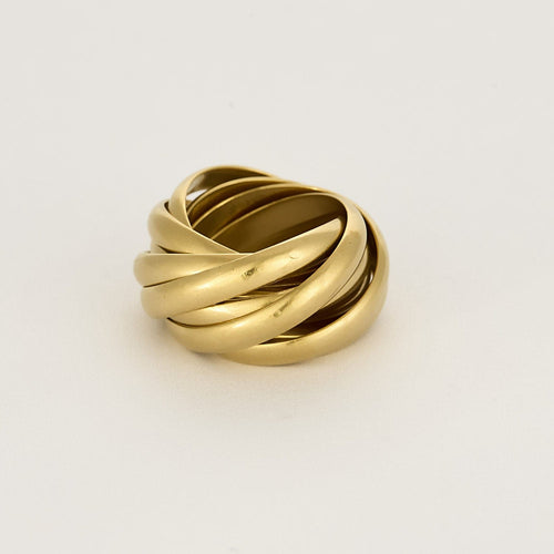 Bague 51 Bague neuf anneaux en or jaune 58 Facettes RAM3179