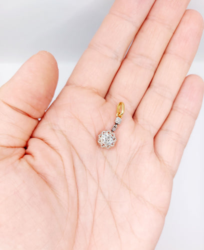 Pendentif antique taille ancienne en or 18k et platine et diamants