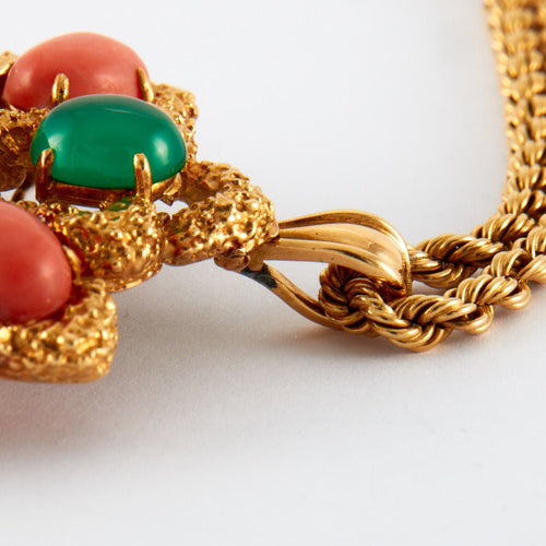Collier VAN CLEEF & ARPELS - Parure "Delphe Collection" Corail et chrysoprase 58 Facettes