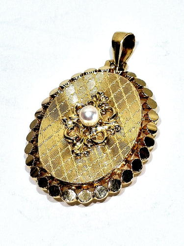 Pendentif Médaillon Photo Or rose et Perle 58 Facettes