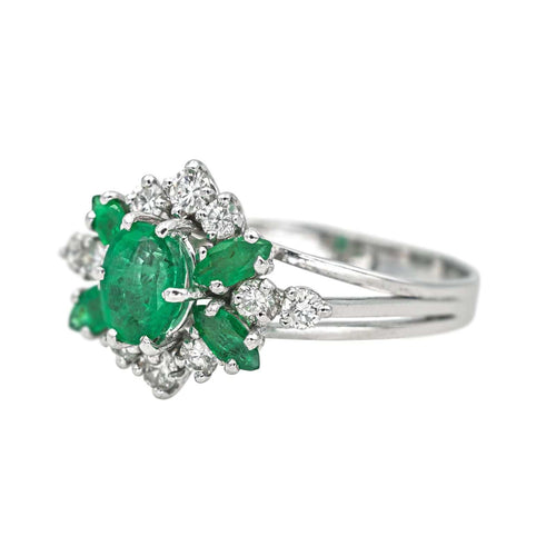 Bague 56 Bague Or blanc Emeraude, Diamant 58 Facettes 4523452CN