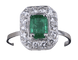 Bague 53 Bague vintage colombienne émeraude et diamant en or blanc 58 Facettes BA-155