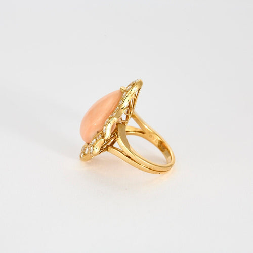Bague 52 BULGARI - Bague or jaune corail entourage diamants 58 Facettes